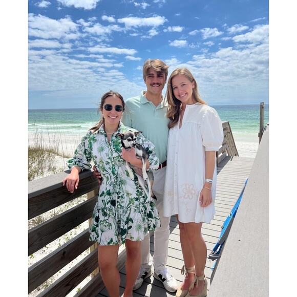 HOFFMAN COPENHAGEN White 100% Cotton Floral Embroidery Smocked Mini Dress 34 - Picture 13 of 13